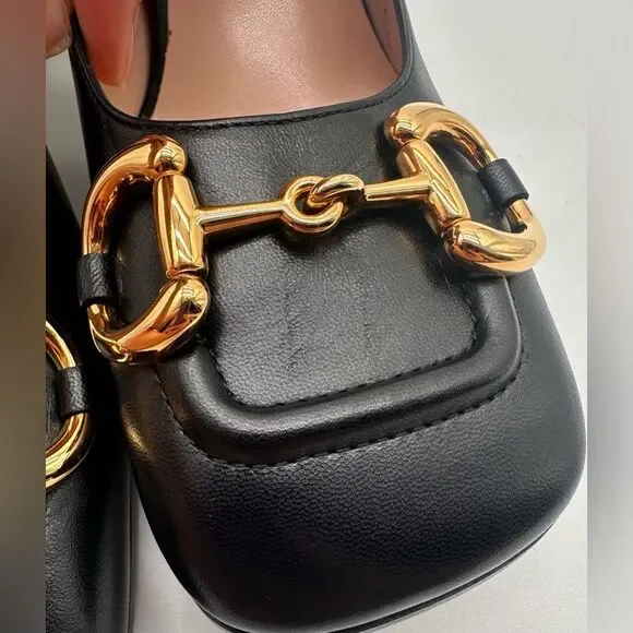 Gucci Baby Horsebit Pumps Black Leather Mid Block
Heel Square Toe EU 37 US 7 - Picture 8 of 13